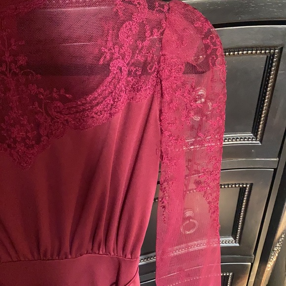 Vintage 1970's lace burgundy International Ladies Garment Union Made Rare Dress - Picture 3 of 6